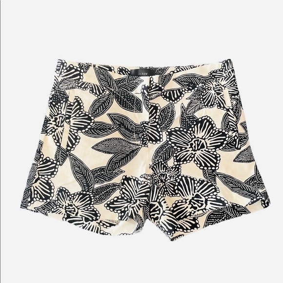 Women’s Shorts J. CREW Black White Polynesian Floral Shorts Cotton Shorts - Picture 3 of 6